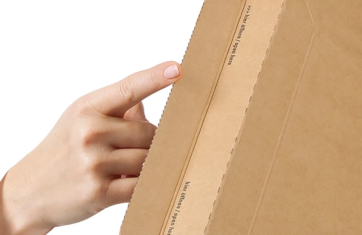 ColomPac CP020.18 Wickelverpackung aus Wellpappe mit Selbstklebeverschluss und Aufreissfaden, braun