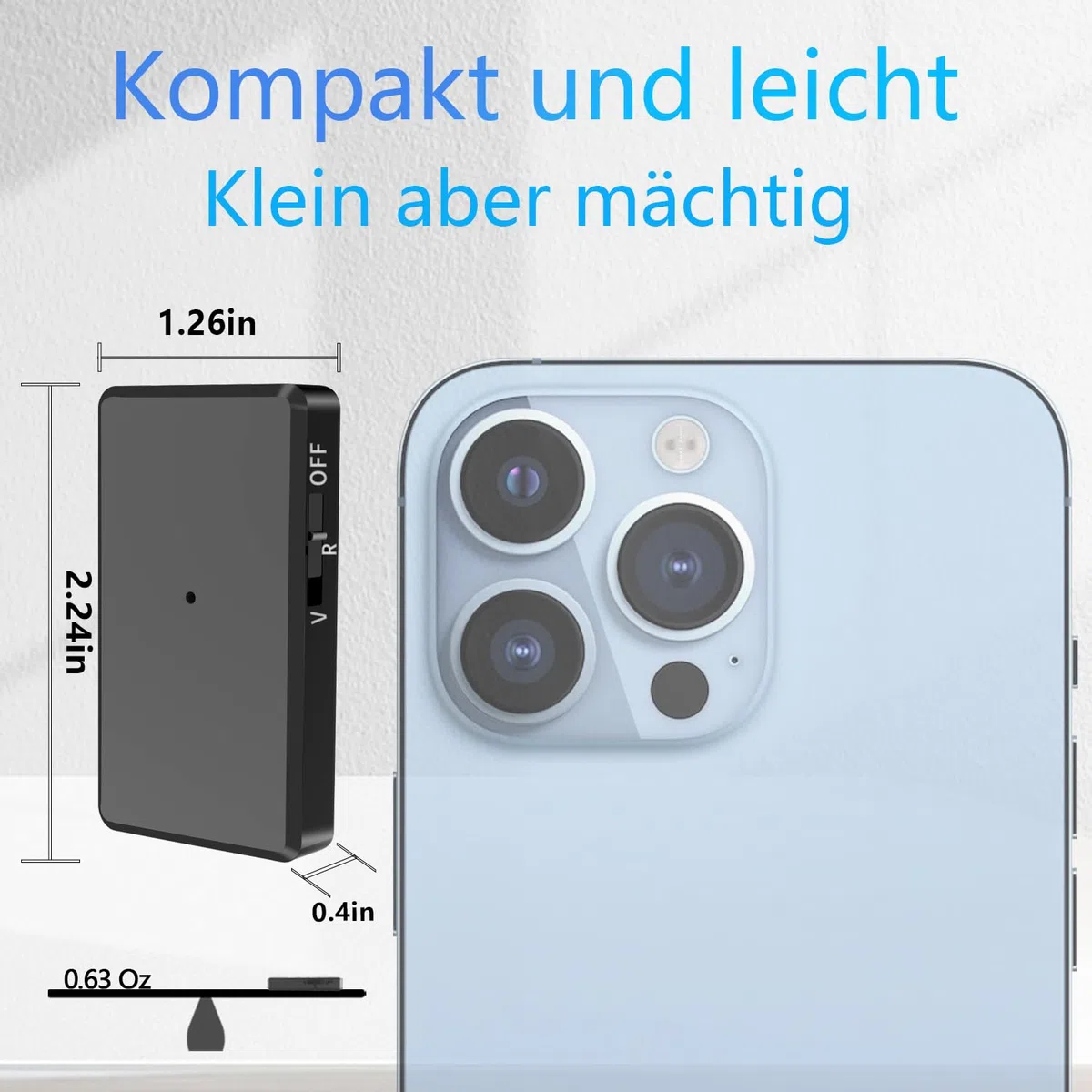 Diktiergerät Mini 64 GB - Voice-Recorder mit Sprachgesteuerter Aufnahme, Rauschunterdrückung, Audio Aufnahmegerät Mini mit Kopfhörer, Wiederaufladbarer Audiorecorder, für Auto/Meetings/Klasse/Vortrag