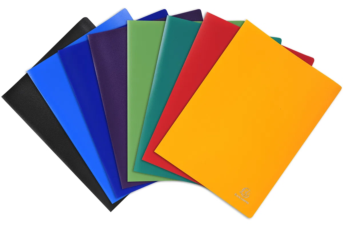 Exacompta 8560E 8er Pack Premium Sichtmappe aus blickdichten Kunststoff DIN A4 mit 60 Klarsichthüllen, 120 Sichten, farbig sortiert, perfekt für die Schule und das Büro Aktenhülle, Prospekthülle