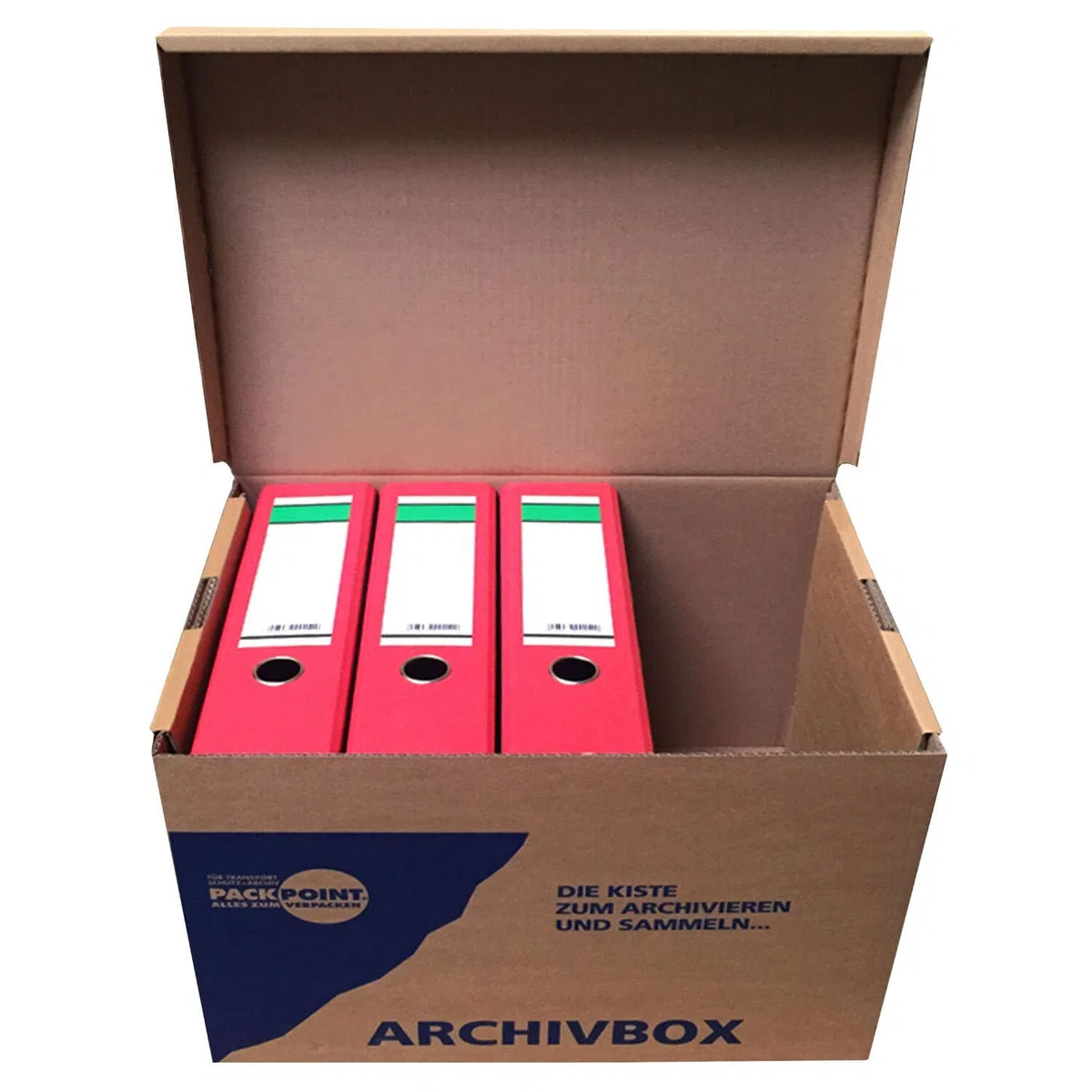 1-PACK Archivbox Lagerbox 400x320x290mm extrem stabil, bis 250kg stapelbar/Ausführung: Braun mit Beschriftung"Archivbox", 10 Stück
