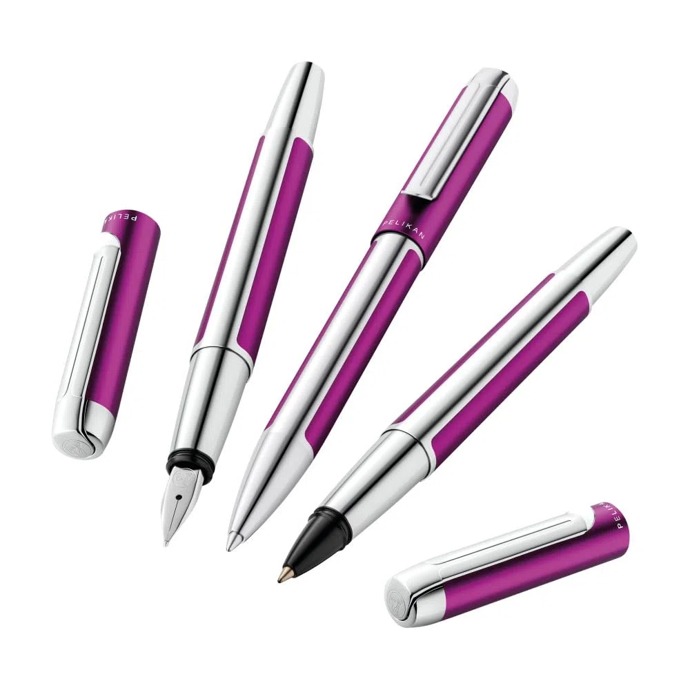 Pelikan Füllhalter Pura P40, Violett, Feder M (mittel), hochwertiger Patronenfüller im Geschenk-Etui, 823784