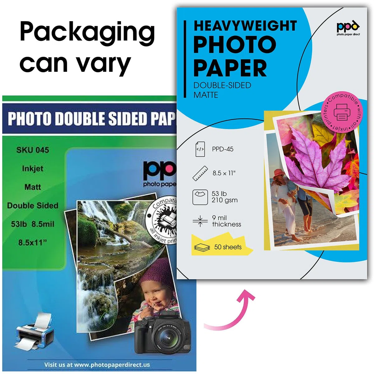 PPD Inkjet Schwergewicht, Papier matt doppelseitig,. 9 Mil 21,6 x 27,9 cm X 50 Blatt