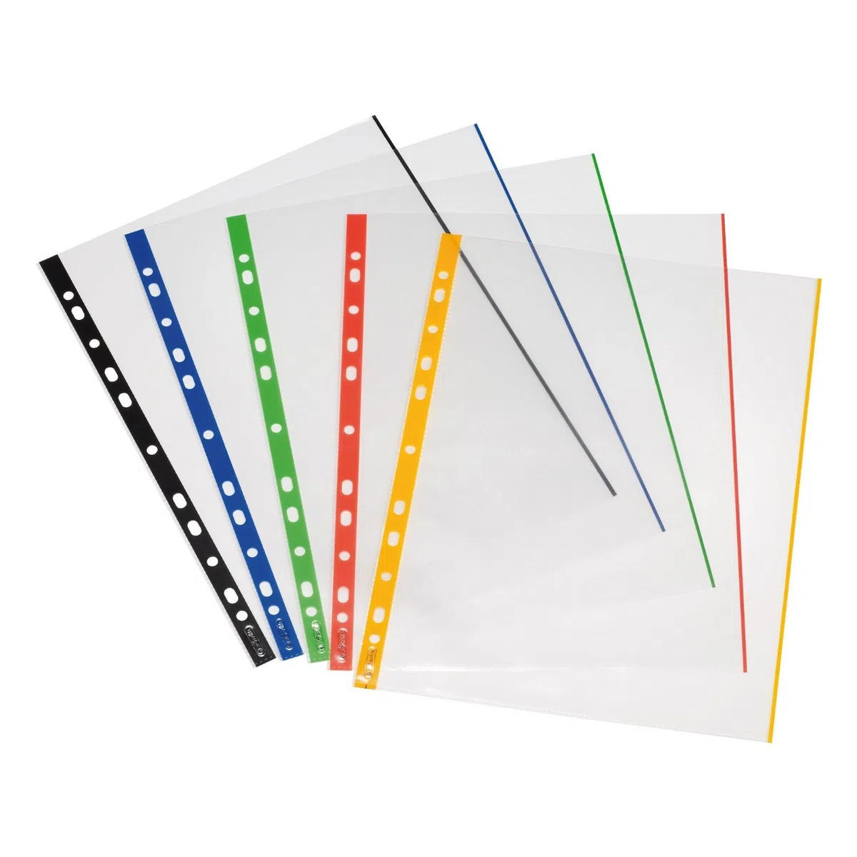 Herlitz 10914414 Prospekthülle A4 glasklar mit farbigem Rand 200er Spar Packung, 0,07 mm (4)