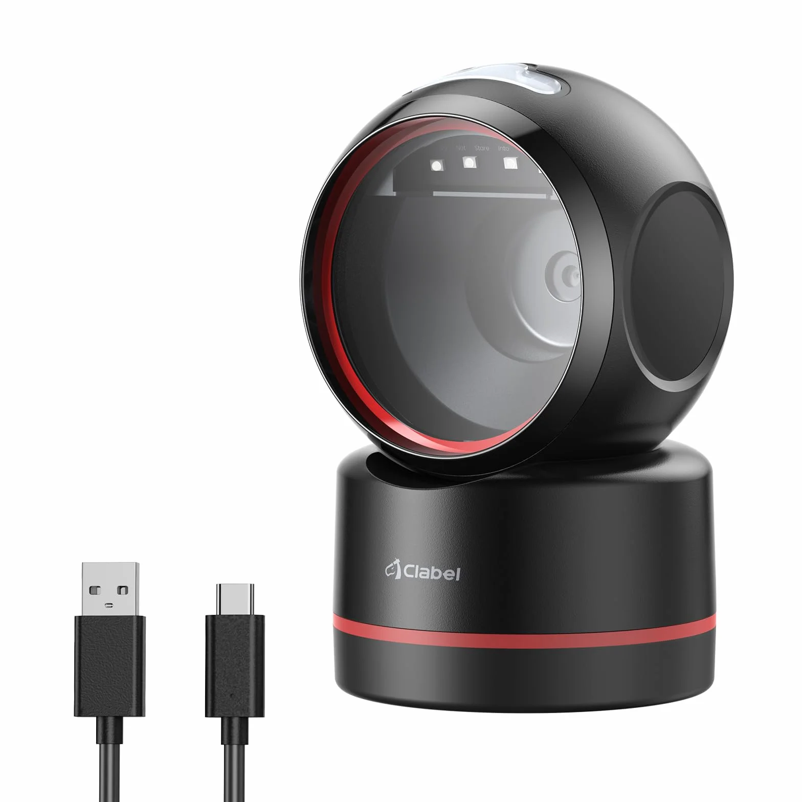 CLABEL T27H Desktop Barcode Scanner Omnidirektional: 1D 2D QR Freihändig USB Kabelgebunden Strichcodescanner, Verstellbarer Winkel Auto-Sense Plug-and-Play für POS Supermarkt Lager Einzelhandel