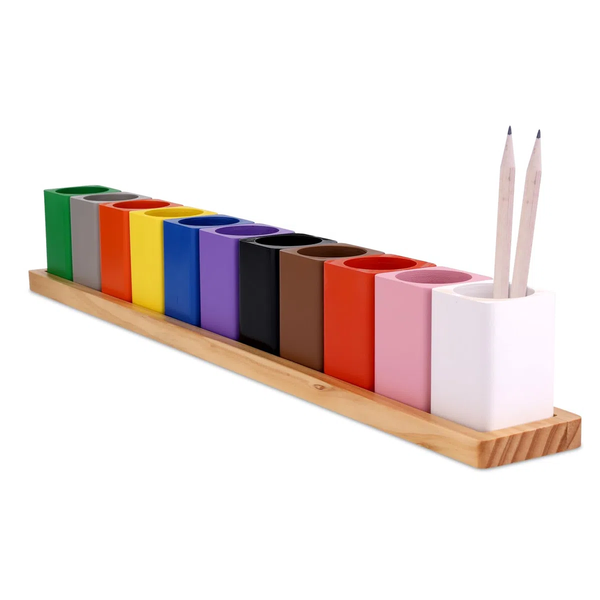 Buntstifthalter aus Holz, Montessori-Stiftehalter Aufbewahrungsorganizer für Buntstifte und Marker Buntstifthalter für den Schreibtisch für Kinder Schüler Klassenzimmer Schule Bürobedarf