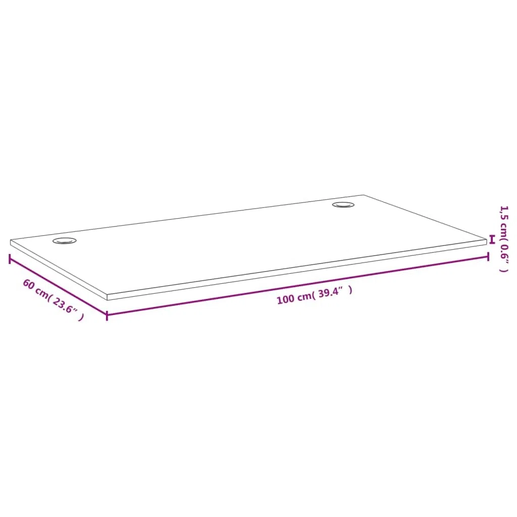 Schreibtischplatte Bambus 100x60x1,5 cm mit Kabelloch, ergonomisches Schreibtisch Zubehör für Homeoffice und Gaming, platzsparende Arbeitsplatte mit Kabelmanagement