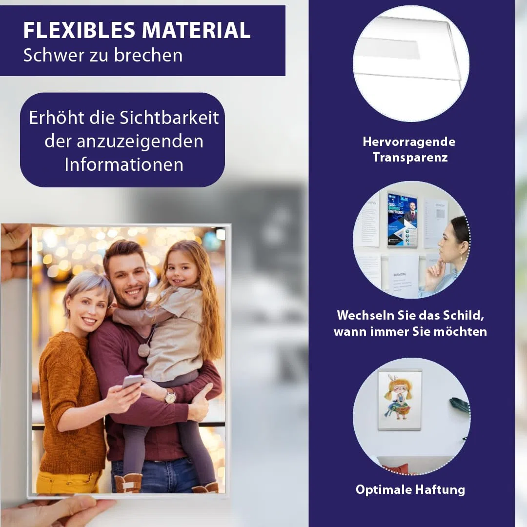 GOYAPRINT Packung 10 Stück Selbstklebend Wandhalterung für Dokumente, Wandhalter für Prospekte, Plakathalterung, Plakatwand, Plakatdisplay Ideal für Geschäfte und Büros (10 Stück)