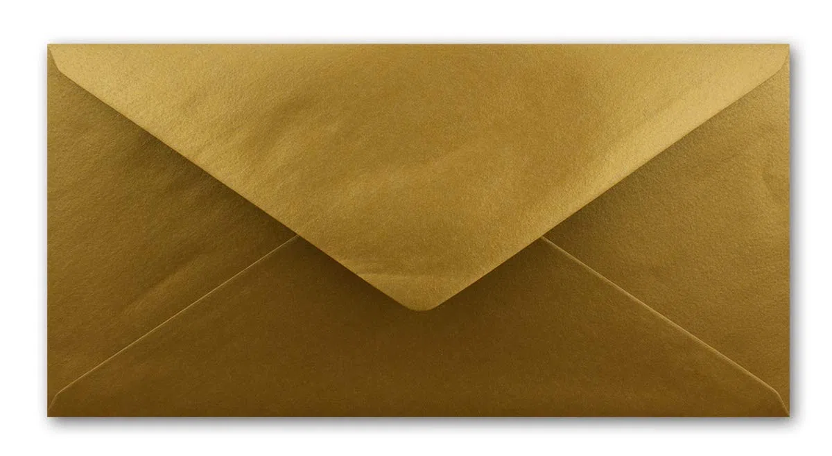 1000 x DIN Lang Briefumschläge - Gold mit weißem Seidenfutter - 11x22 cm - 100 g/m² - ideal für Einladungen, Weihnachtskarten, Glückwunschkarten aus der Serie Farbenfroh