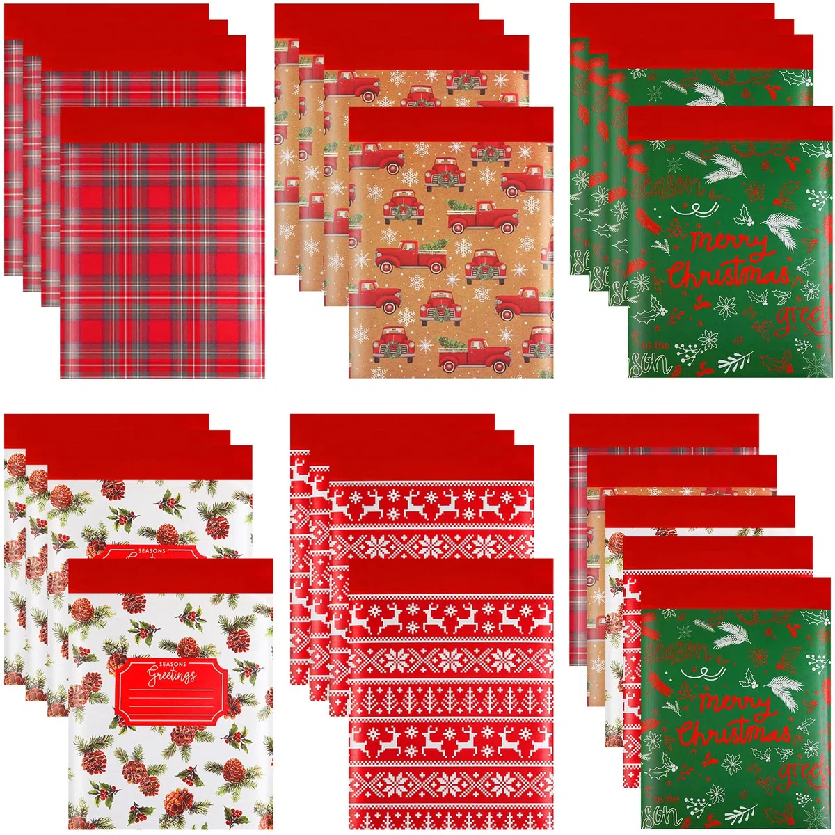 25 Stück Weihnachts-Poly-Luftpolster-Versandtaschen, 21,6 x 24,9 cm, gepolsterte Umschläge, selbstklebende Versandtaschen, Luftpolstertaschen, Versandtaschen, Luftpolstertaschen, verschiedene Stile