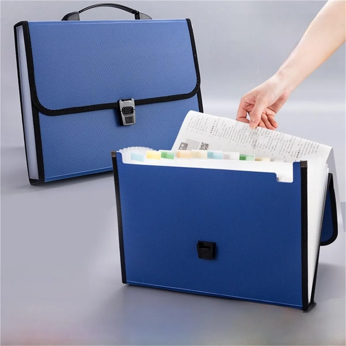 Fächermappe Akkordeon-Dateiordner | Tragbarer A4-Papier-Organizer, mehrschichtiger Ordner for Prüfungsdokumente von Studenten(Blue)