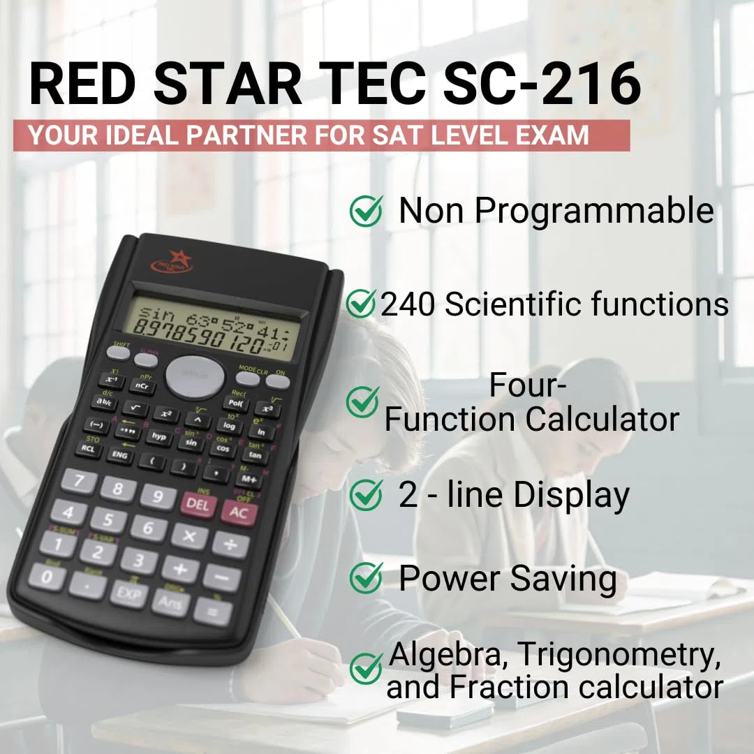 Red Star Tec SC 216 wissenschaftlicher Taschenrechner für die Schule, ohne Grafik, 6 Stück