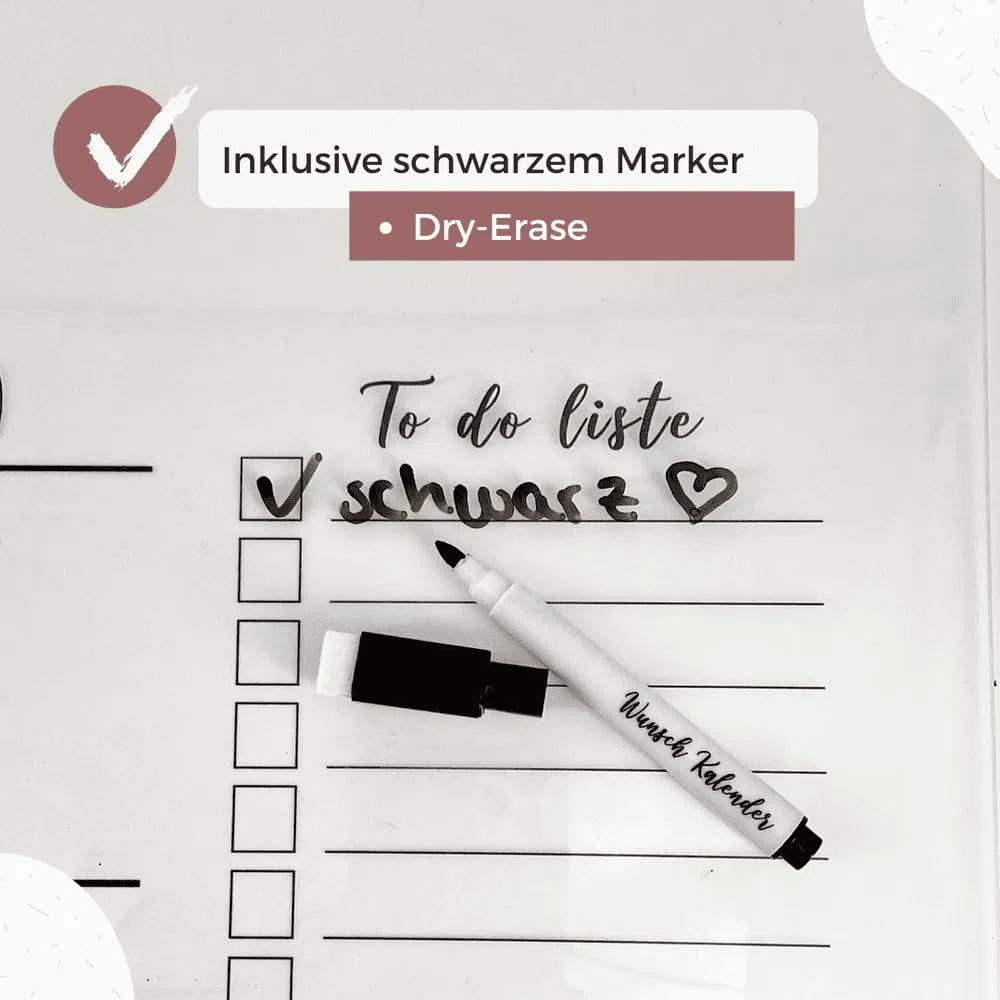 personalisierter Wandkalender - Hochkant 2-Namen Kalender - wiederverwendbarer Kalender aus Acrylglas - Familienplaner abwischbar - Hingucker für jeden Raum