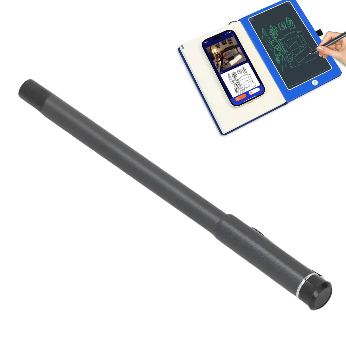 Ejoyous Digitales Notizbuch mit Stift, Elektronischer PU-Schreibblock mit OCR-Texterkennung und Bluetooth 5.0, Echtzeit-Synchronisierung und Exportwiedergabe für Studenten und Profis (Leinenstruktur