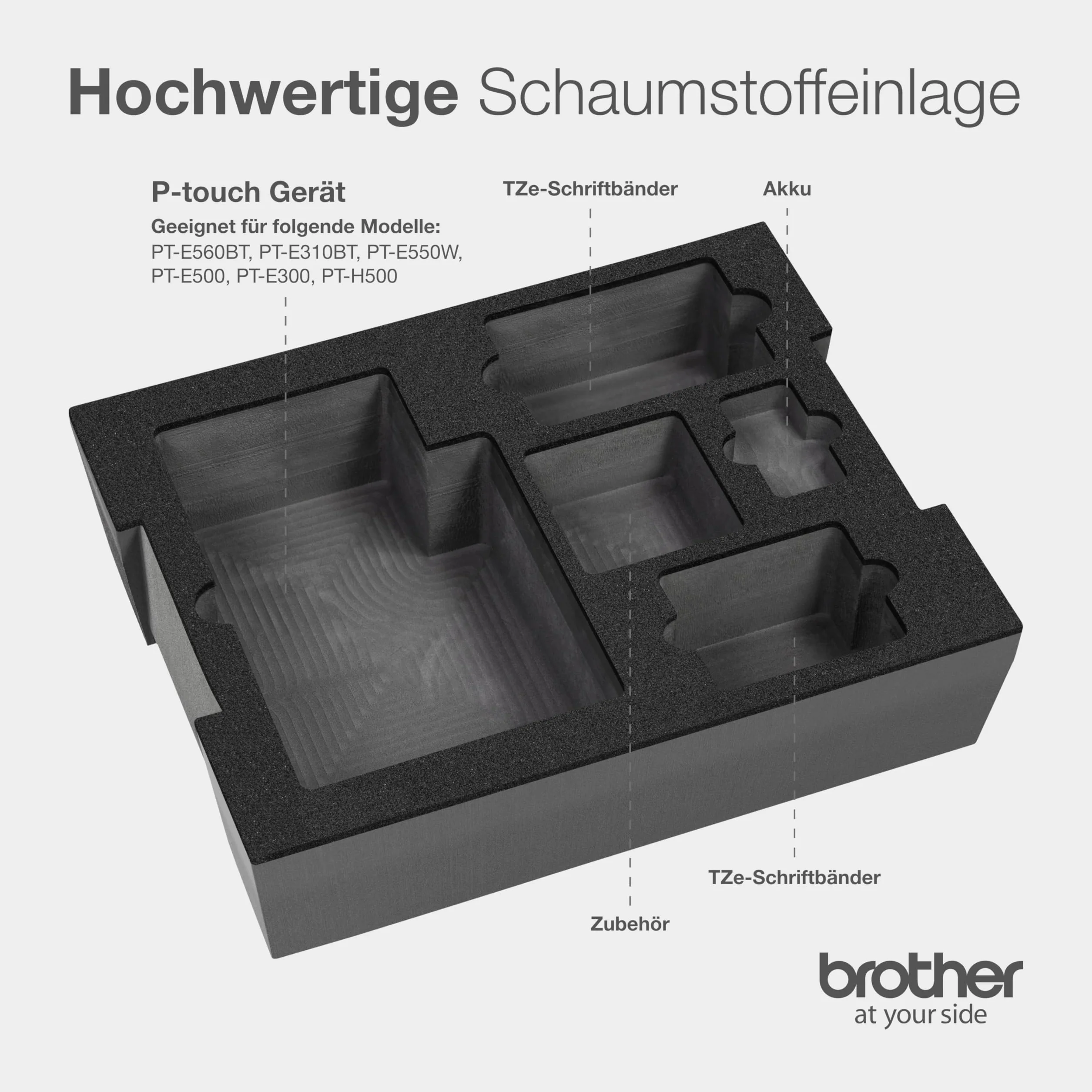 Brother PT-E560BT Beschriftungsgerät | Bluetooth und USB-Typ C, Li-Ion Akku, 2 Pro Tape Schriftbänder, L-BOXX 136 Systemkoffer mit Schaumstoffeinlage