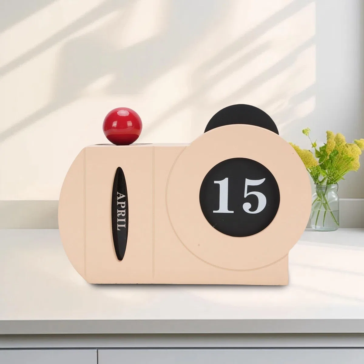 Schreibtisch Kalender, Wiederverwendbarer Holz Kalender, Vintage Tischkalender Dekoration, Monats Datumsanzeige für Zuhause Büro, 7.1x2.4x5.1in