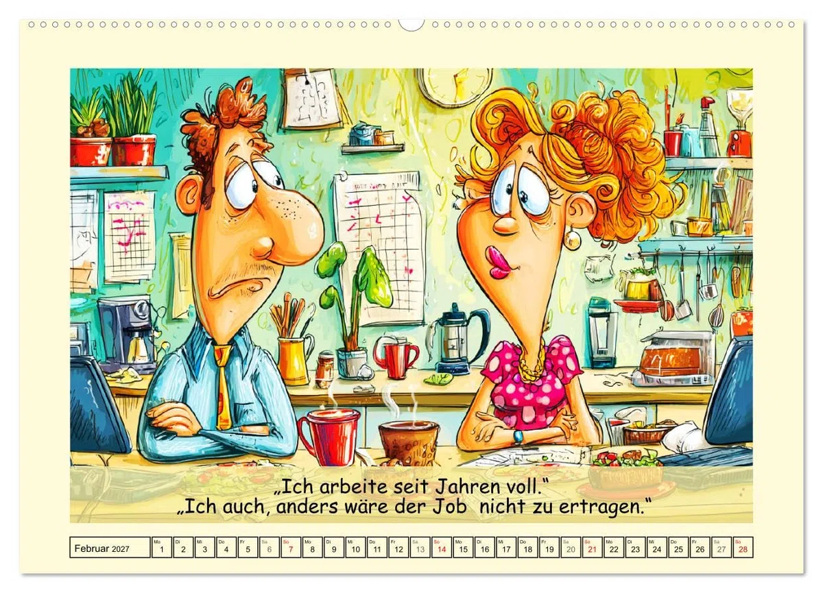 CALVENDO - Büroalarm. Cartoons für alle, die trotzdem weitermachen (Wandkalender 2027 DIN A2 quer), Monatskalender: Ein witziger Cartoon-Kalender für alle, die im Büro durchhalten müssen
