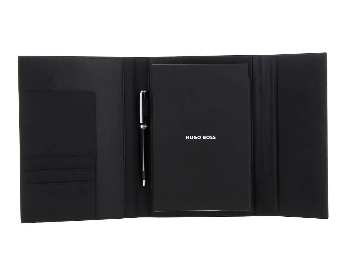 Hugo Boss Set Kugelschreiber & A5 Schreibmappe in der Farbe Schwarz, HPBM254A
