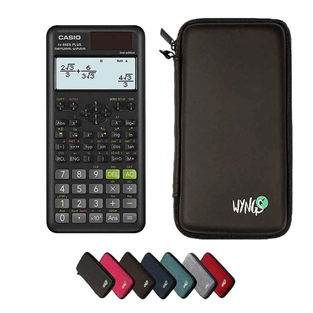 Casio fx-85ES Plus 2nd Edition inkl. WYNGS Schutztasche Schwarz - Wissenschaftlicher Taschenrechner - Basic Set