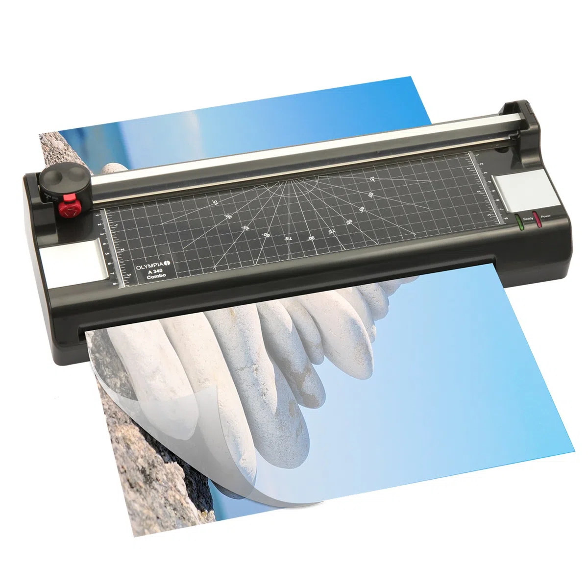 Olympia - Multifunktionales 4-in-1 Laminiergerät Set DIN A3-A6 inkl. Schneidegerät | 3 Schneidearten & Eckenschneider | Inkl. 100 Laminierfolien | Kalt & Heiß Laminiermaschine