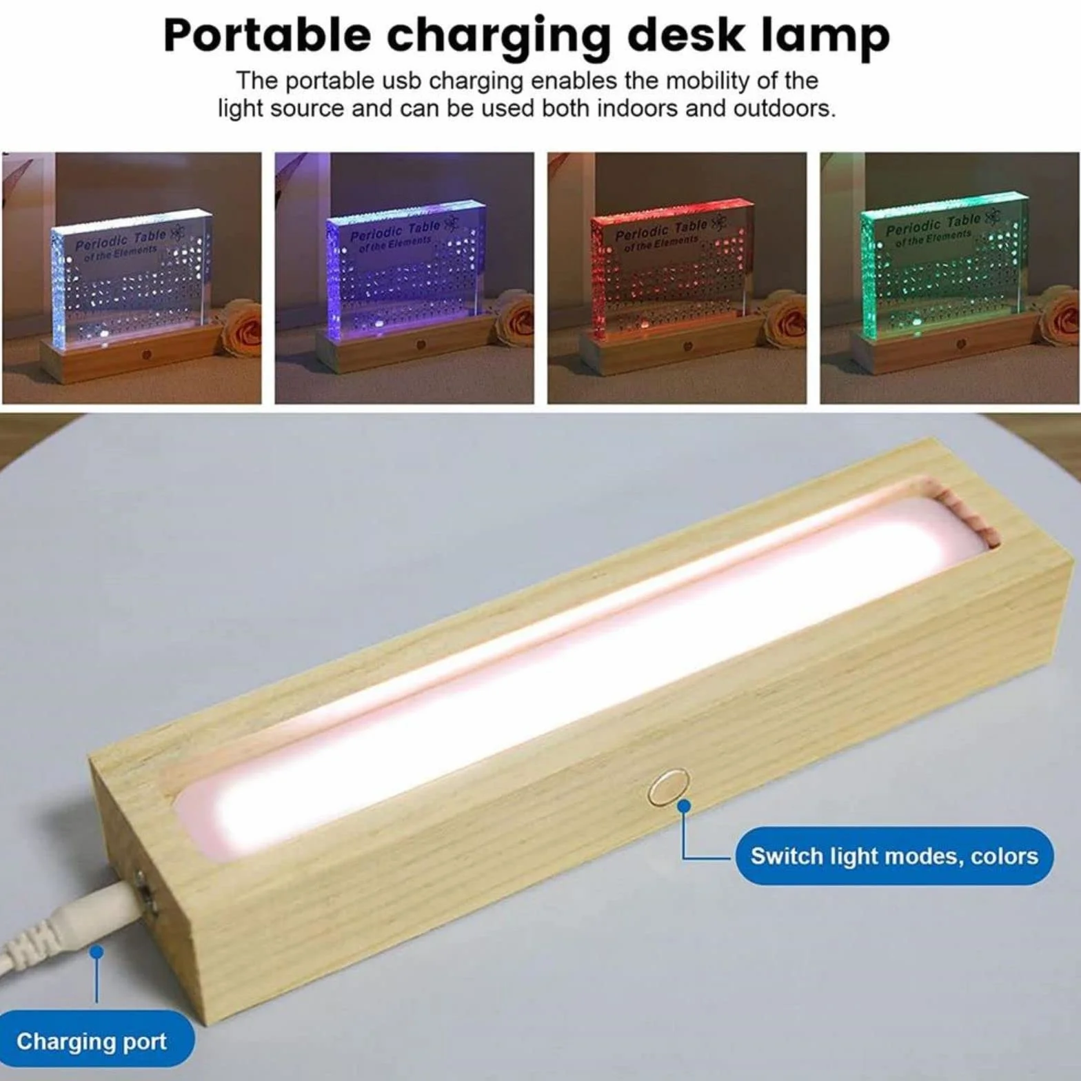 Periodensystem aus Acryl Acryl-Periodensystem-Display mit 83 echten Elementproben & 7 LED-Farben 3-lagiges Acrylmaterial Chemie-Periodensystem Anzeige Geschenk für Schüler, Lehrer, Chemiker