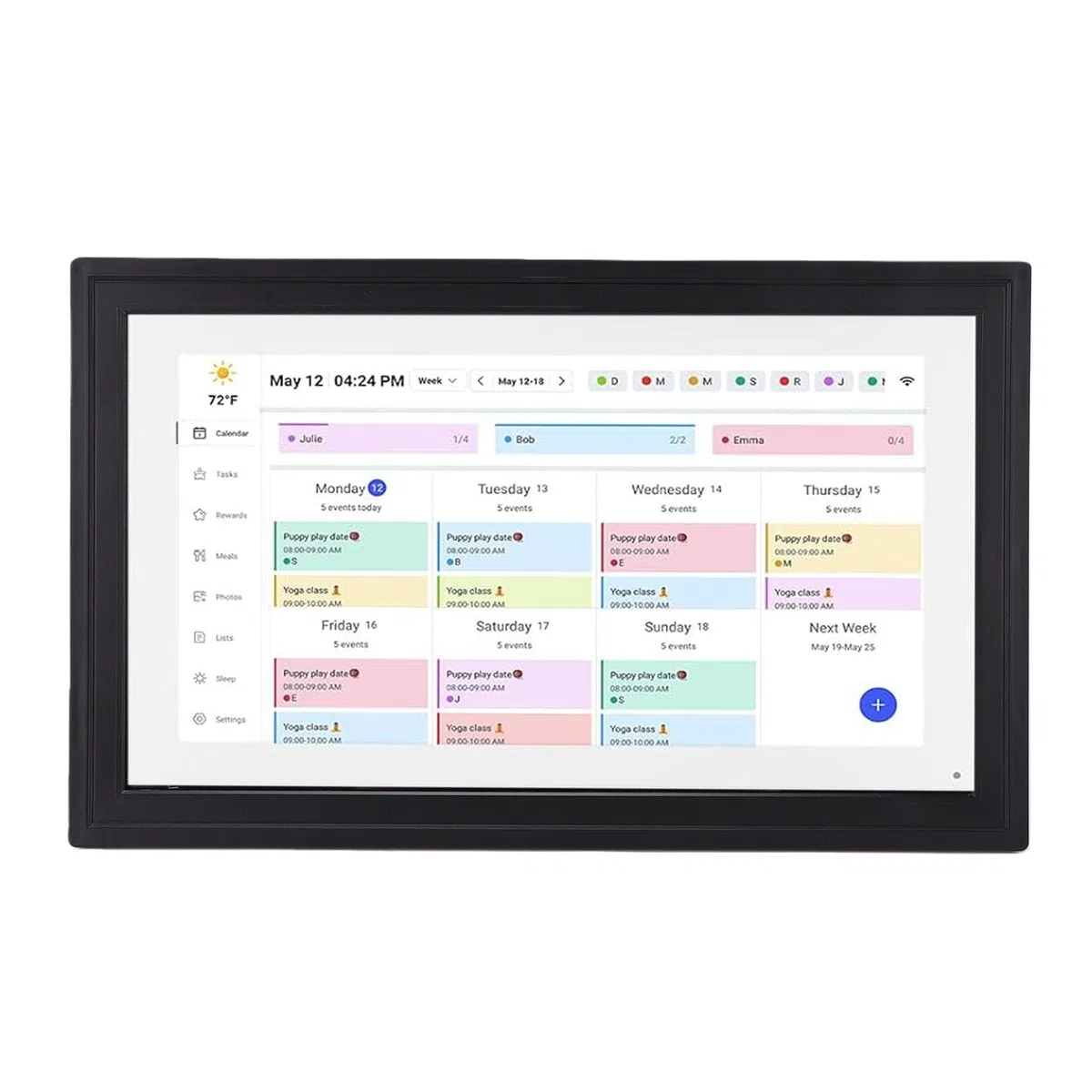 21,5-Zoll-Smart-Touchscreen-Digitalkalender, WLAN-Wandmontierbarer Familienplaner mit Interaktiver Aufgabentabelle und App-Steuerung, für Cozi Yahoo Sync (EU-Stecker)
