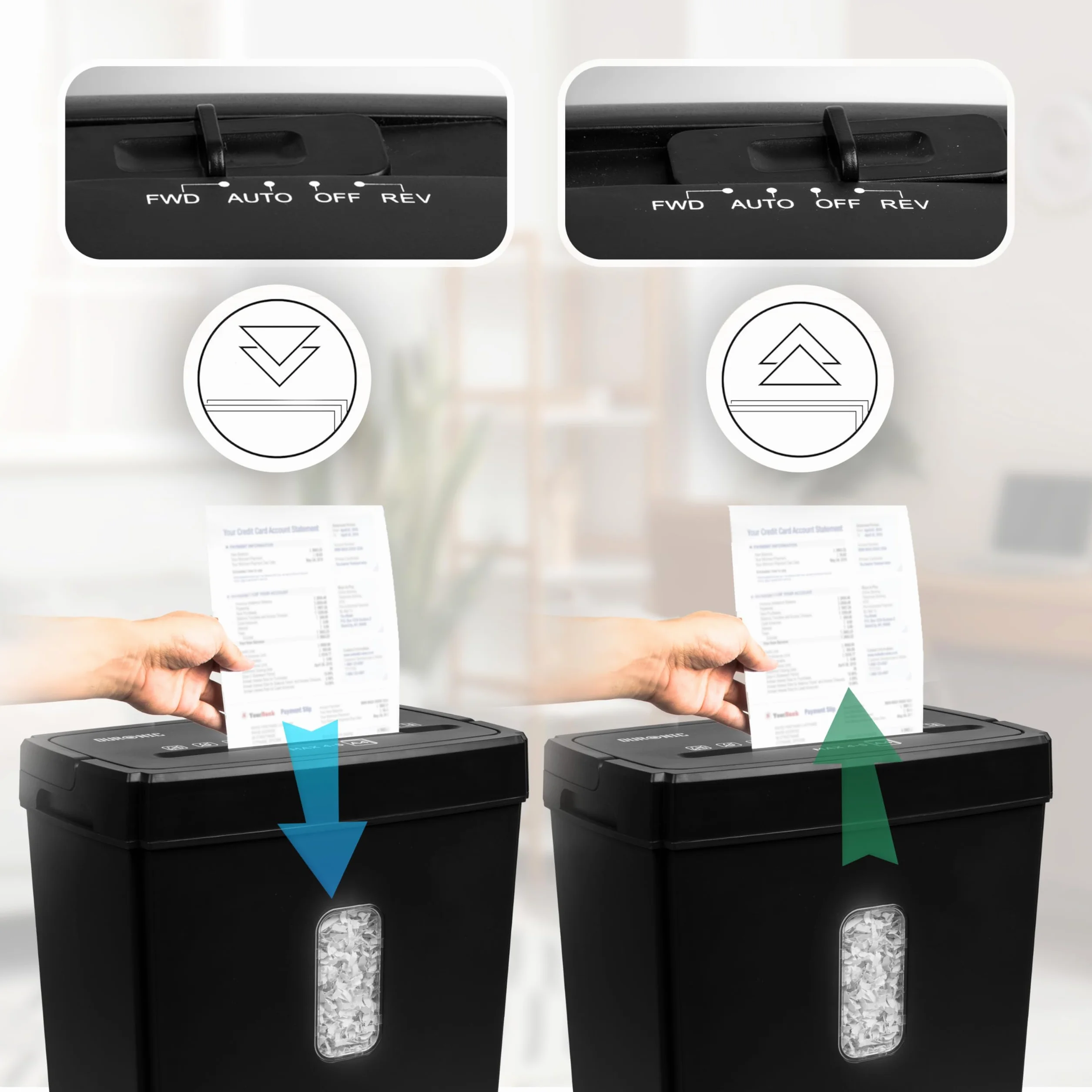 Duronic Aktenvernichter, Schredder mit Sicherheitsstufe P2, Reißwolf für Büro und Home-Office, Zerkleinerer für Blatt Papier (PS657)