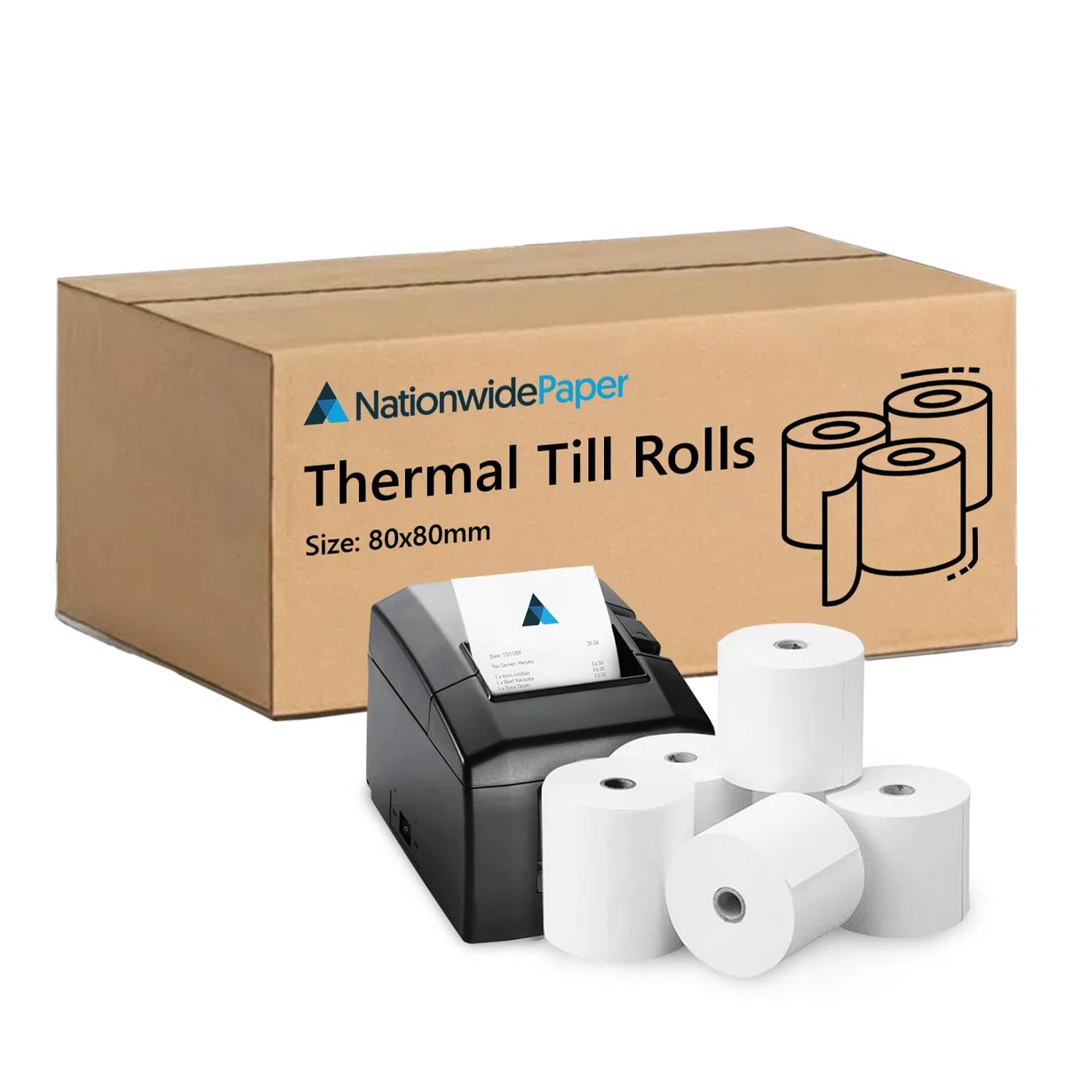 Premium Thermal Till Rolls 80x80mm, Card Payment Machine, Paper Receipt Rolls, (20 Rolls)