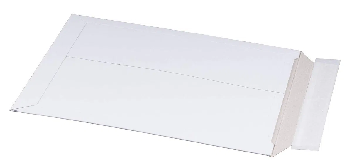 KK Verpackungen Versandtaschen aus Vollpappe DIN A4 | 4000 Stück, 235x308x30mm | Selbstklebeverschluss mit Aufreißfaden | Knickschutz, Kantenschutz | Für Bücher, Kataloge, Dokumente, Weiß