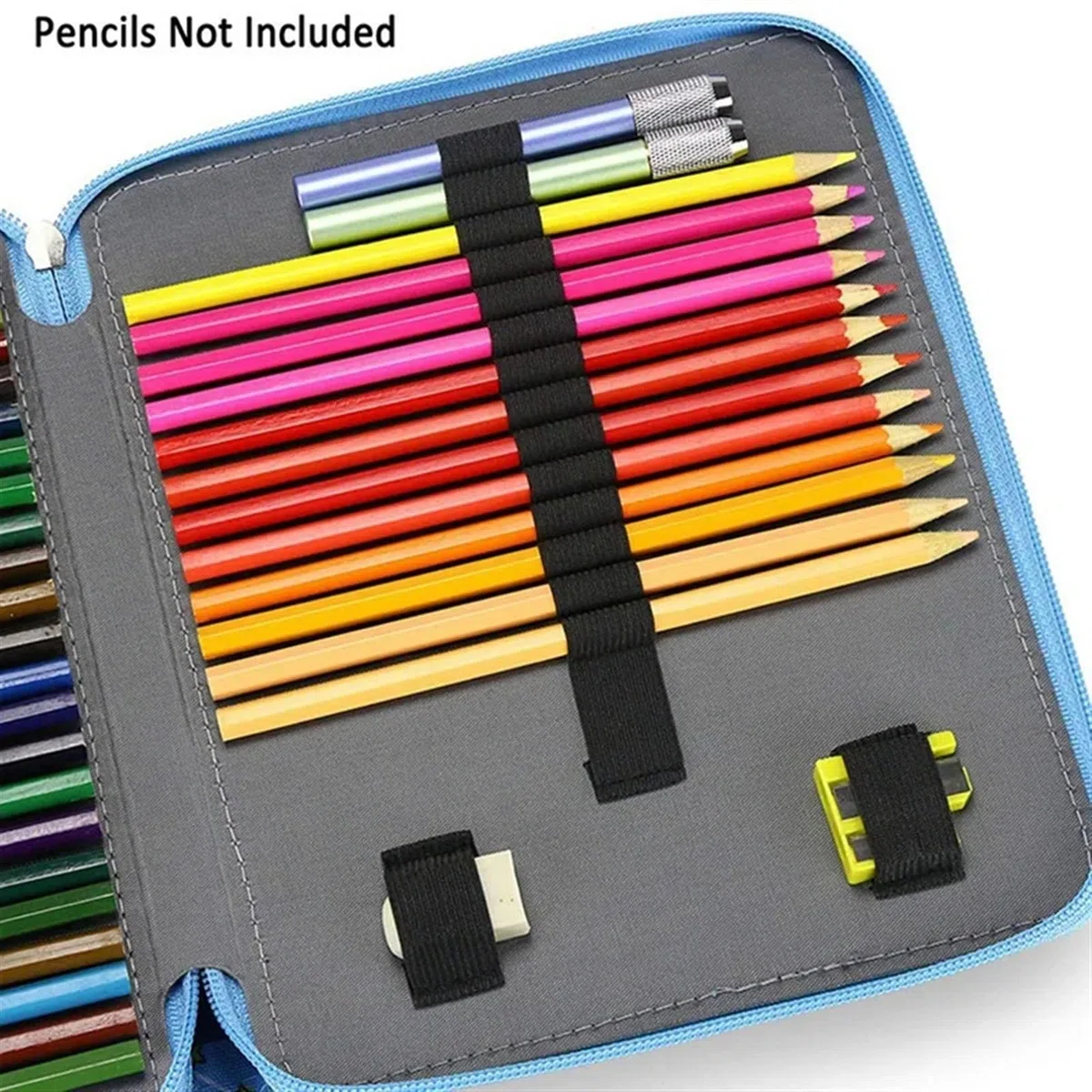 Federmäppchen Buntstiftetui mit 120 Fächern aus Oxford-Stoff | Mit Fächerhalter for Aquarellstifte(Blue green)