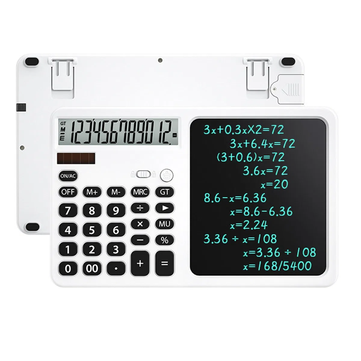 Denash Sprechender Taschenrechner, Wiederaufladbarer Schreibblock-Rechner mit Notizblock, Großes Display für Geschäft, Schule und Arbeit (White)