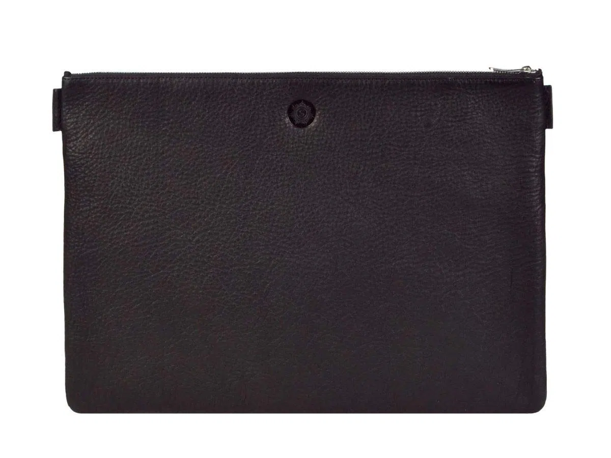 Sonnenleder Dokumentenmappe groß Banktasche A4 Leder mit Reißverschluss Ledermappe Ledertasche schwarz