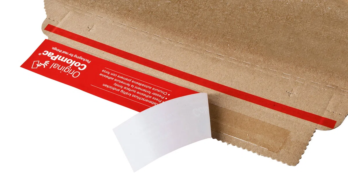 ColomPac CP020.18 Wickelverpackung aus Wellpappe mit Selbstklebeverschluss und Aufreissfaden, braun