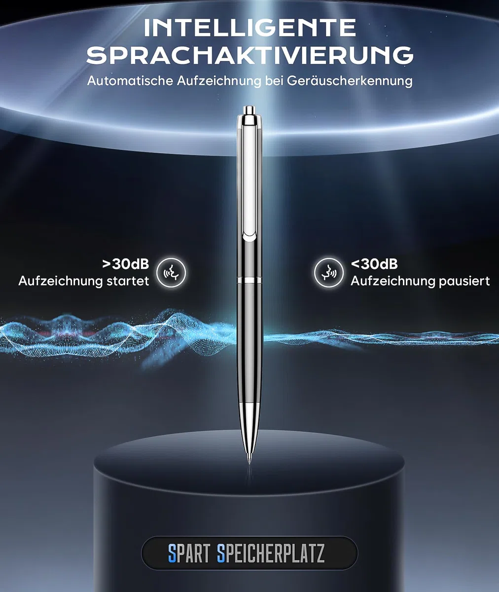 72GB Diktiergerät mit USB-C, 1800h Speicher Diktiergerät Aufnahmegerät, Wiedergabe mit DSP-Rauschunterdrückung & HD-Audio Voice Recorder, Digitales Diktiergerät für Unterricht, Meetings, Interviews
