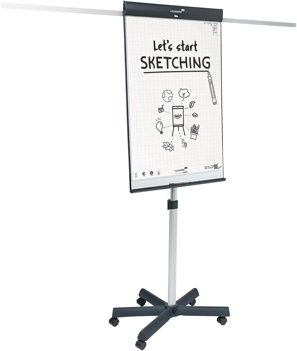 Legamaster SKETCH PRO mobiler Flipchart, magnetisch, höhenverstellbar, mit Sternfuß und Seitenarmen
