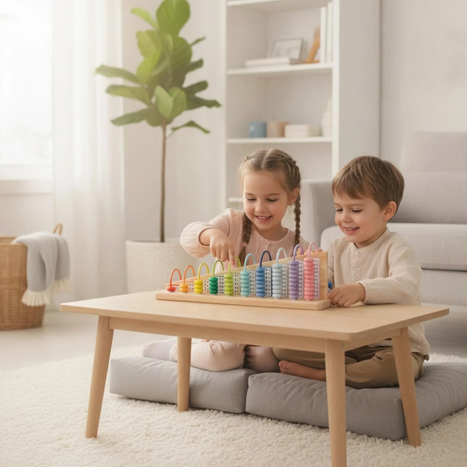 Kinder Rechenrahmen Holz Rechenbrett Zahlenbrett Lernspielzeug Addition Subtraktion mit Ergonomisch Geneigtem Brett Und Wiederholter Übung für Vorschule Grundschule Zuhause Geeignet