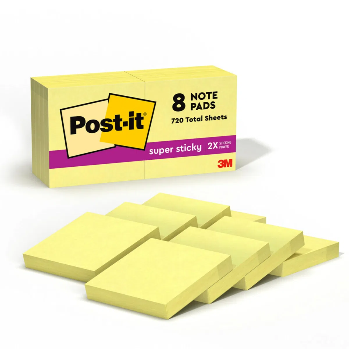 Post-it Mini-Super-Haftnotizen, 4,8 x 4,2 cm, Kanariengelb, 8 Blöcke/Packung, 90 Blatt