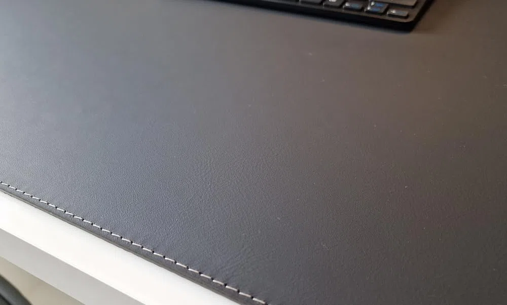 Schreibtischunterlage Echt Leder Nappaleder 60 x 40 Schwarz mit grauer Naht