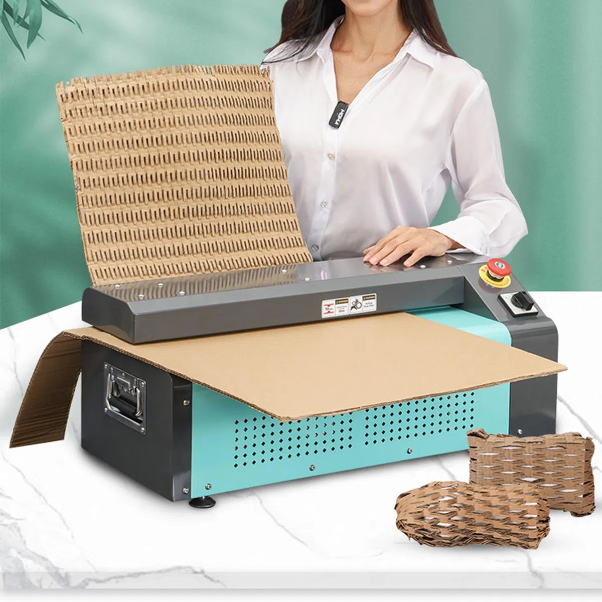 Kartonschneidemaschine, Kartonschredder, wandelt Karton in Verpackungsmaterial um, Schnittbreite 350 mm, ideal für Lager