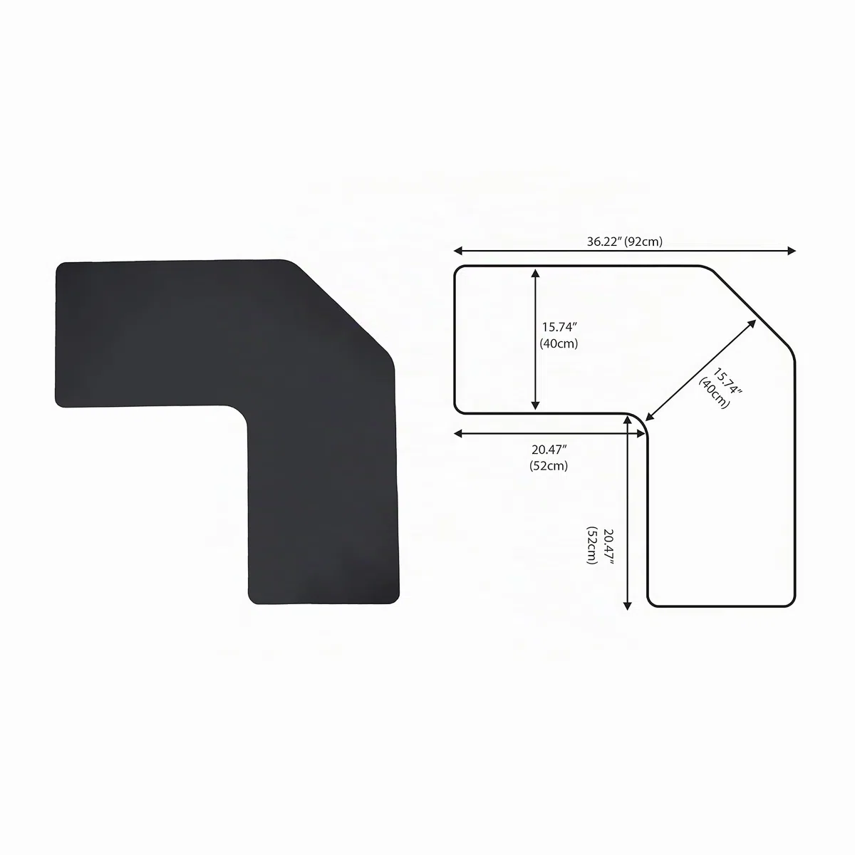 Con-Tact Brand XL Eck-Schreibtischunterlage, wasserdicht, rutschfest, PU-Leder, großer Eck-Computer-Arbeitsplatzschutz, Mauspad, Gaming-Pad, 91,4 x 40,9 cm, L-Form, doppelseitig (schwarz)