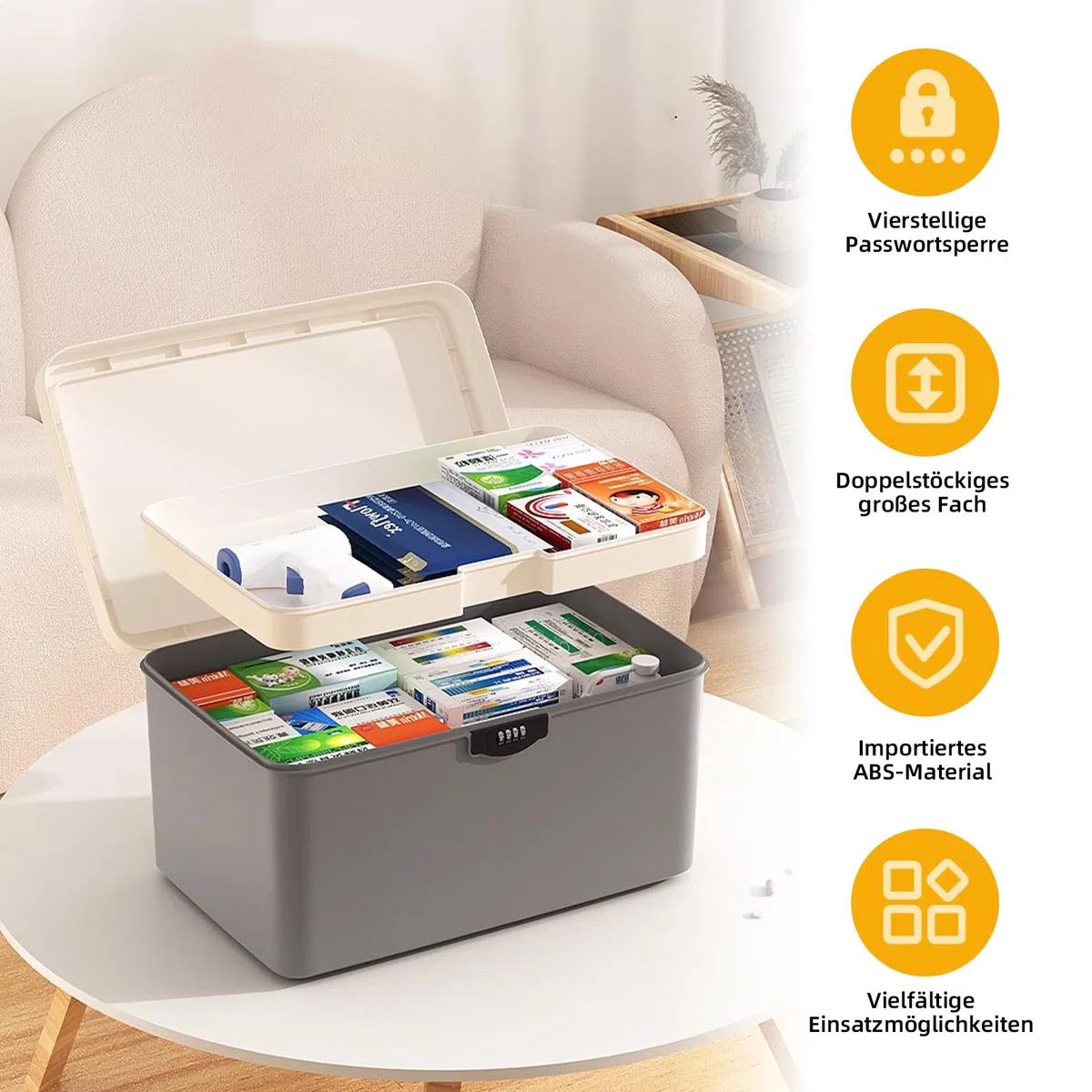 Abschließbare box, Plastic Box Abschließbar Kühlschrank Safe, Büroschrank Abschließbar für Lebensmittel, Medikamente und Technik/Handygefängnis (Schwarz, L (33.4 x 26 x 12.6cm))