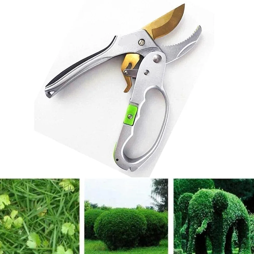 Gartenschere für die Gartenarbeit, arbeitssparende Ratschenschere, Gartenschere aus Edelstahl, robuste Astschere, Gartenschere aus Zinklegierung für Jede Familie