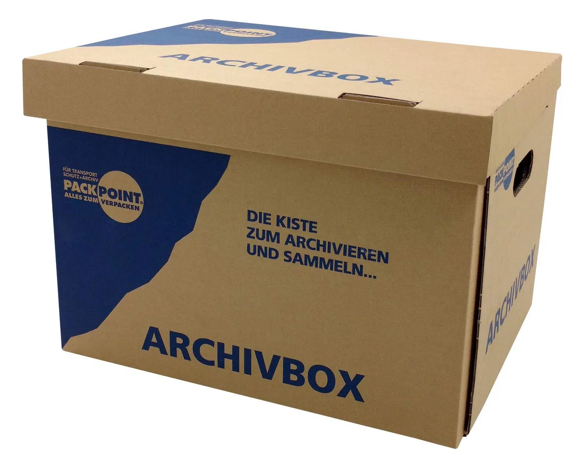 1-PACK Archivbox Lagerbox 400x320x290mm extrem stabil, bis 250kg stapelbar/Ausführung: Braun mit Beschriftung"Archivbox", 10 Stück