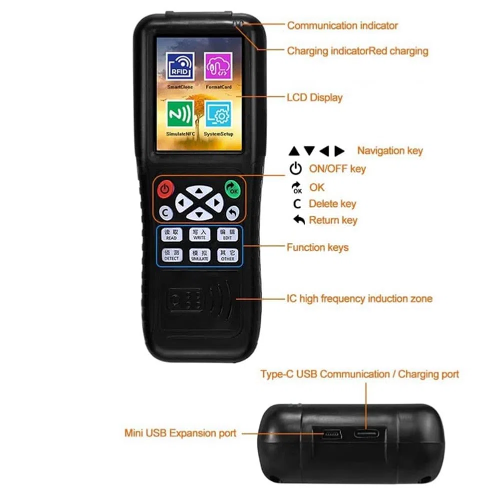 Joselin X100 RFID NFC Smart Card Reader Writer + 5xUID Schlüsselanhänger RFID Duplizierer ID IC Karte Programmierer Verschlüsselter Schlüssel Kopierer