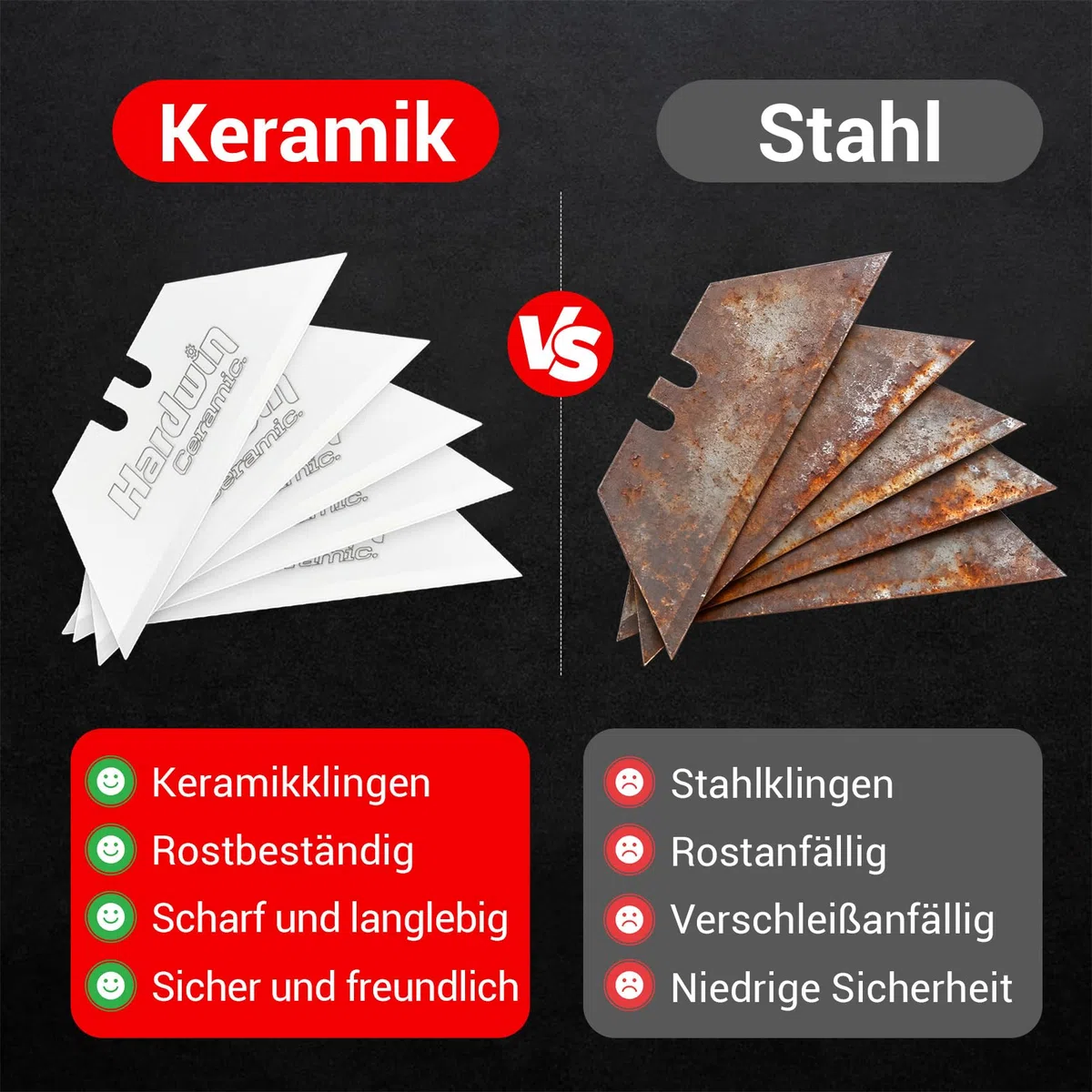 Premium Zirkonia-Keramik-Messerklingen – 20 Stück mit kostenlosem Metallhalter, rostfrei für Handwerk und Präzisionsschneiden