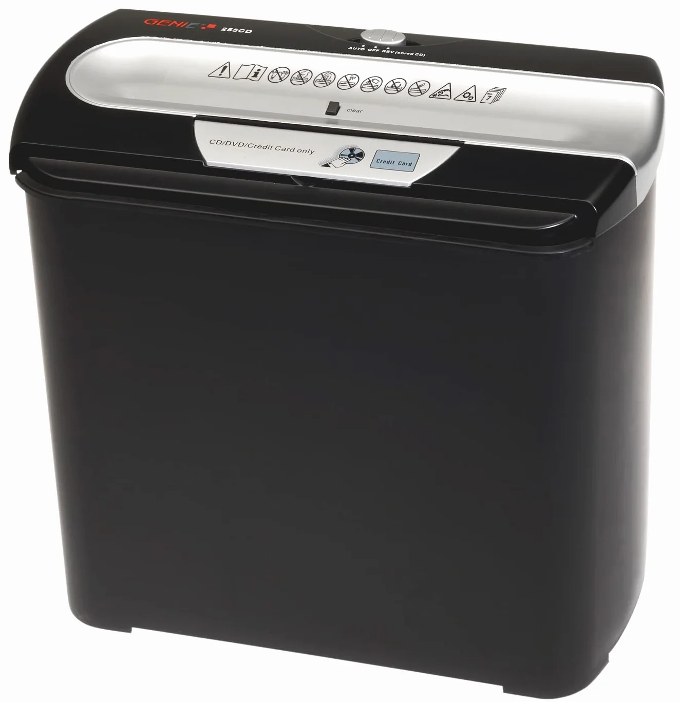 GENIE 255 CD Aktenvernichter, Silber/Schwarz, bis zu 7 Blatt