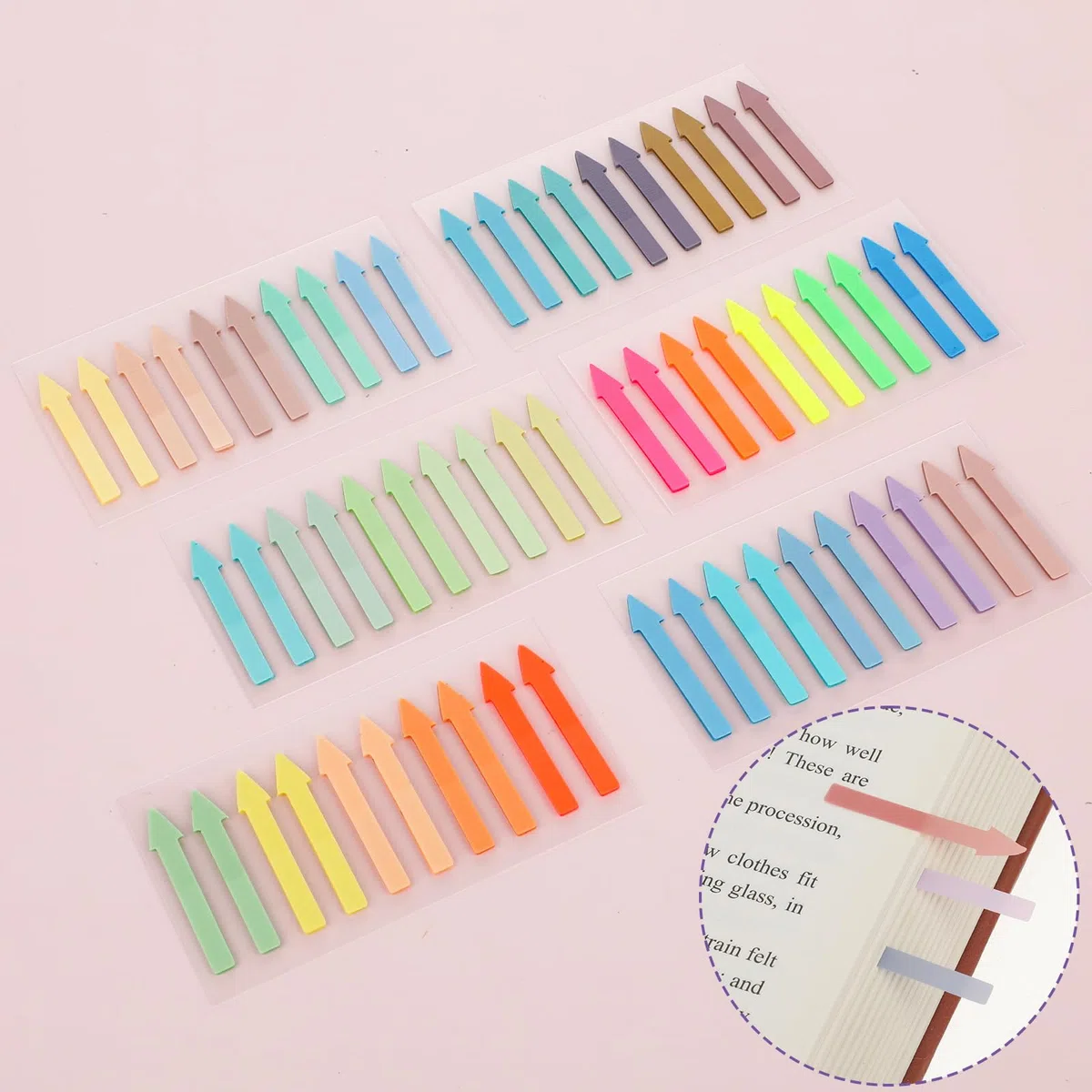 Molain 1200 Stück Haftnotizen Set, Haftstreifen Farbige Klebezettel Pfeil Index Tabs Selbstklebend heftstreifen page marker zum Markieren und Hervorheben von Seiten(Farbe 2)