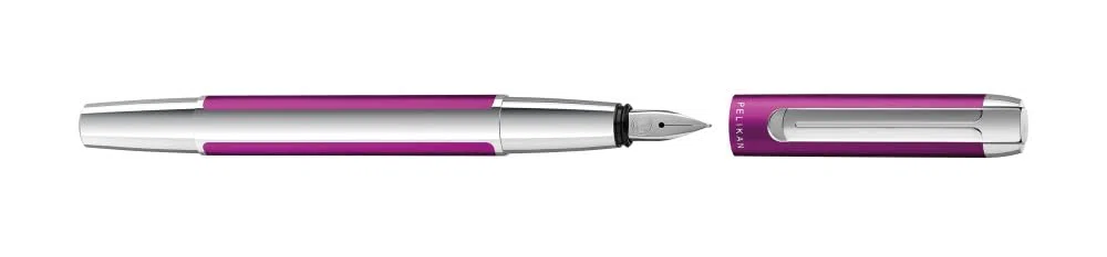 Pelikan Füllhalter Pura P40, Violett, Feder M (mittel), hochwertiger Patronenfüller im Geschenk-Etui, 823784