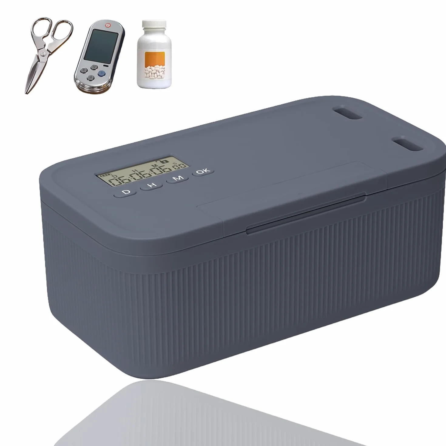 Zeitschloss Box,Time Lock,Phone Lock Boxs Suchtmanagement,Sicherheits-Schließfächer für Küche/Haus/Schule/Reisen/Büro/Medikamenten Aufbewahrung/Box Abschließbar(Batterie Nicht Enthalt) (Grau)
