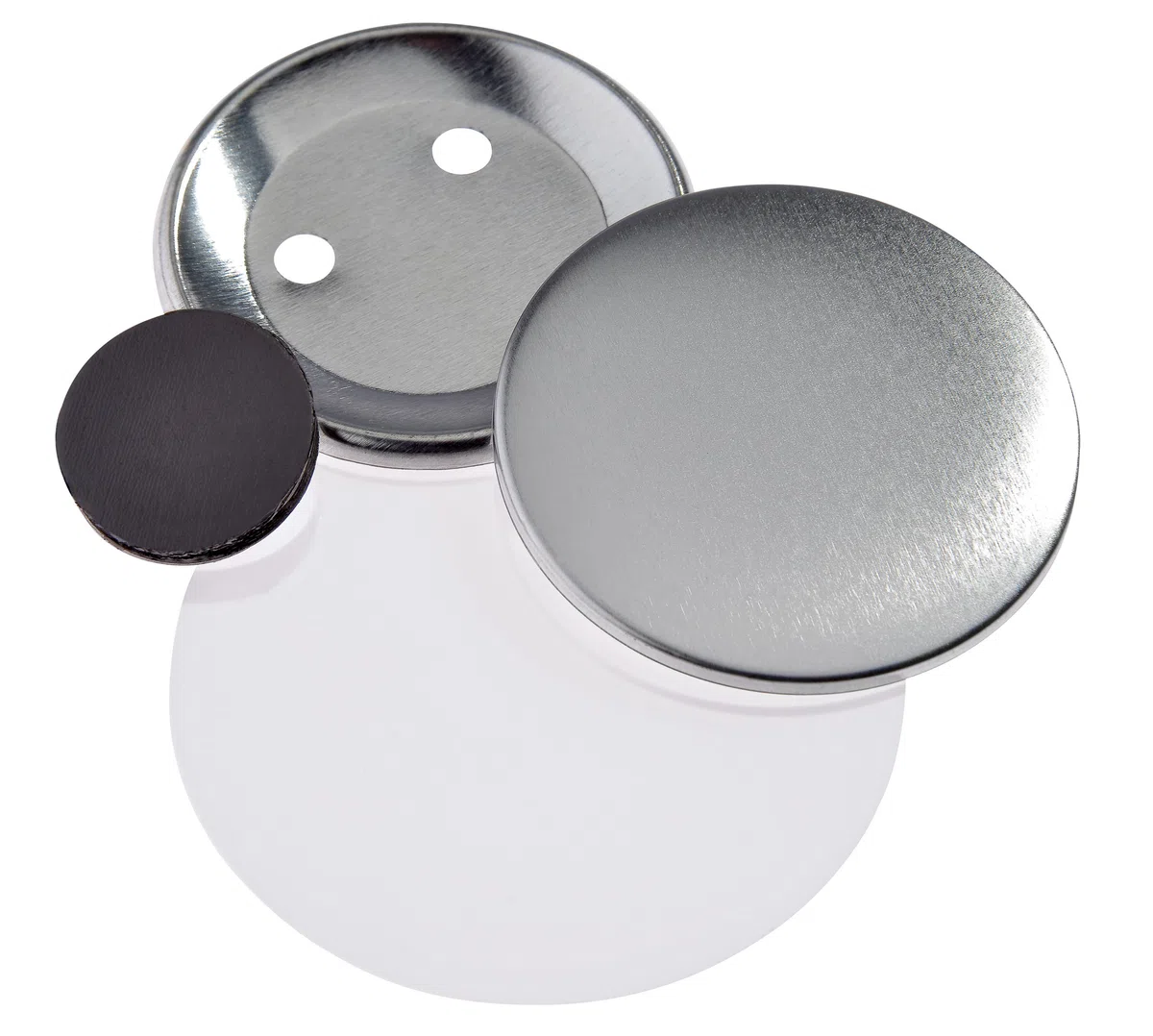 Buttonrohlinge 59mm (50 Stück) für Badgematic Buttonmaschine mit Flächen-Magnet