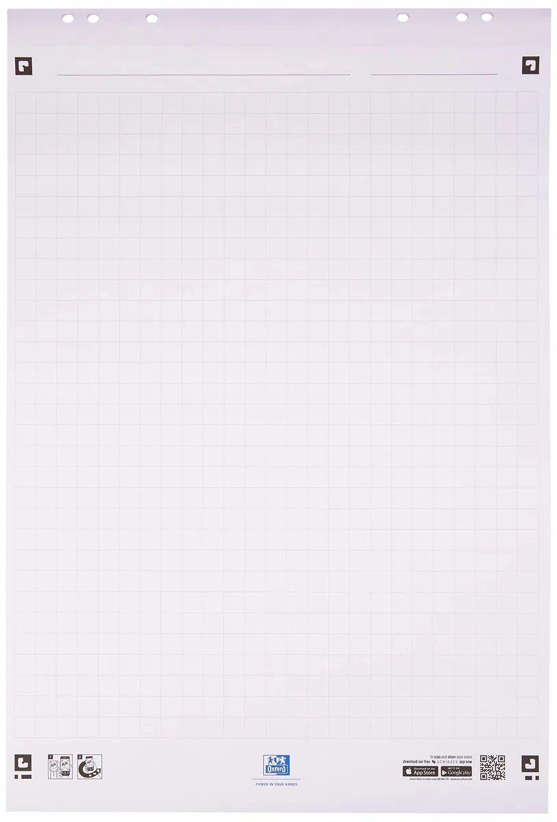 Oxford Smart Chart flipoverblok 650x980mm 6-gaats 20 vel 90g geruit 25mm
